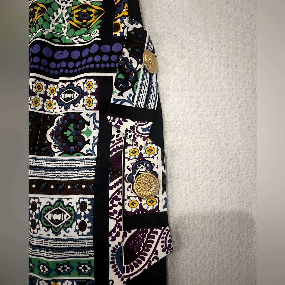 Handmade Upcycled Multicolor Mosaic Paisley Patterned Women's Pencil Skirt OS - Picture 3 of 17